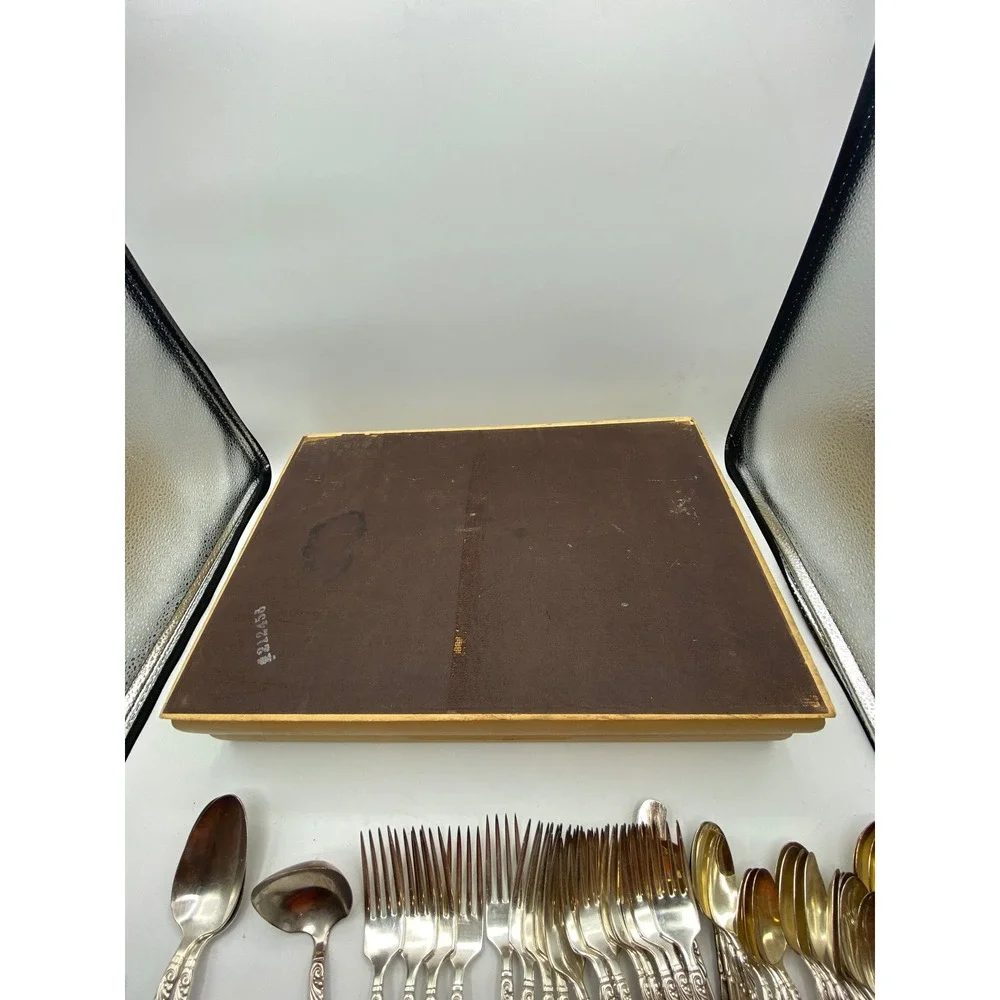 Nobility Plate Royal Wind Song Silver Plated Flatware Set 60+ Pc with Wood Chest